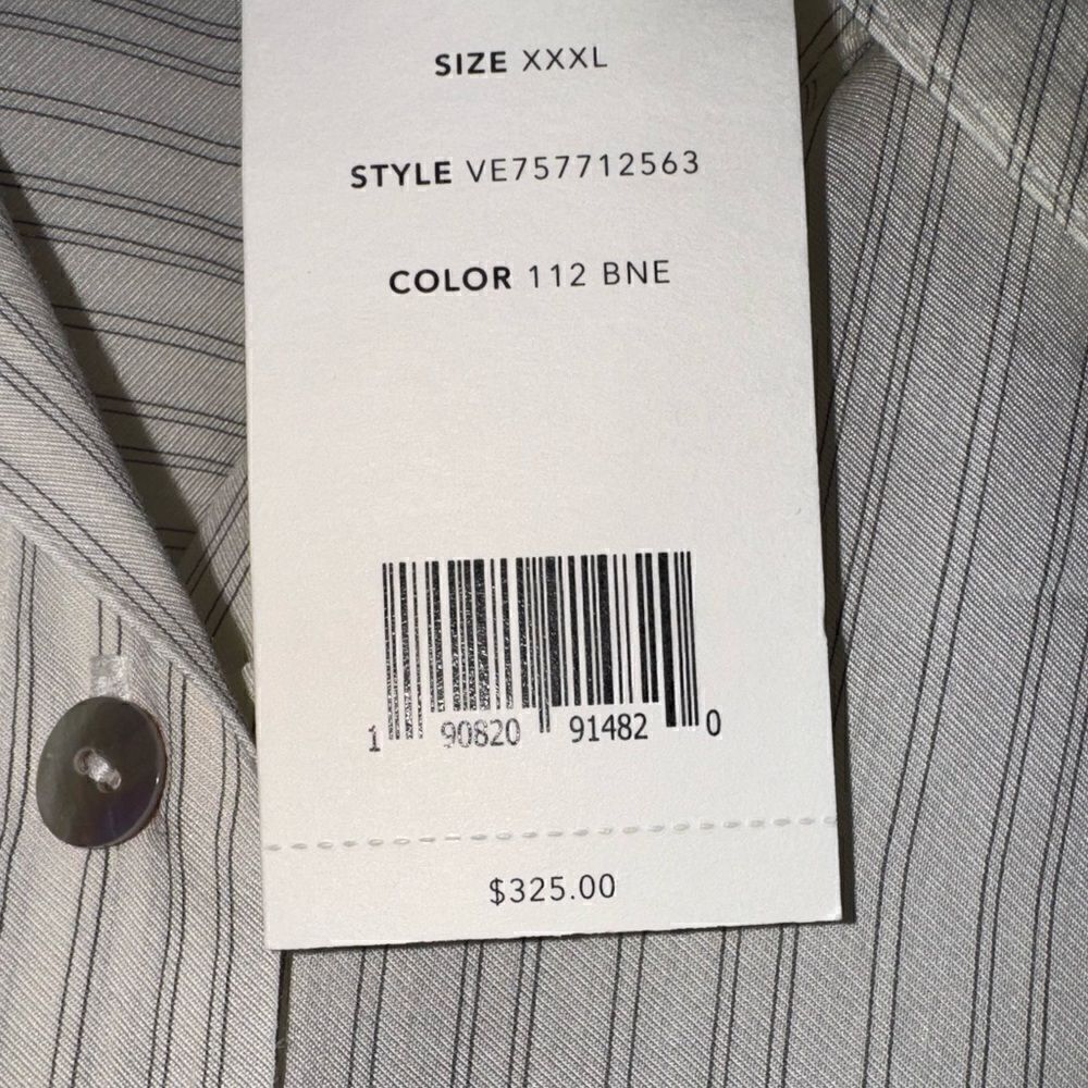 Vince Dress Shirt Pin Stripe Button Down Men’s Bone Color Off White Ivory NWT - Picture 5 of 5